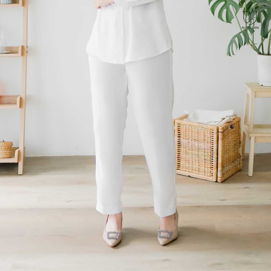 Alunicorn - Busui- Bia Series - Valen Set - Blouse Wanita - Pants Wanita-Pants Broken white