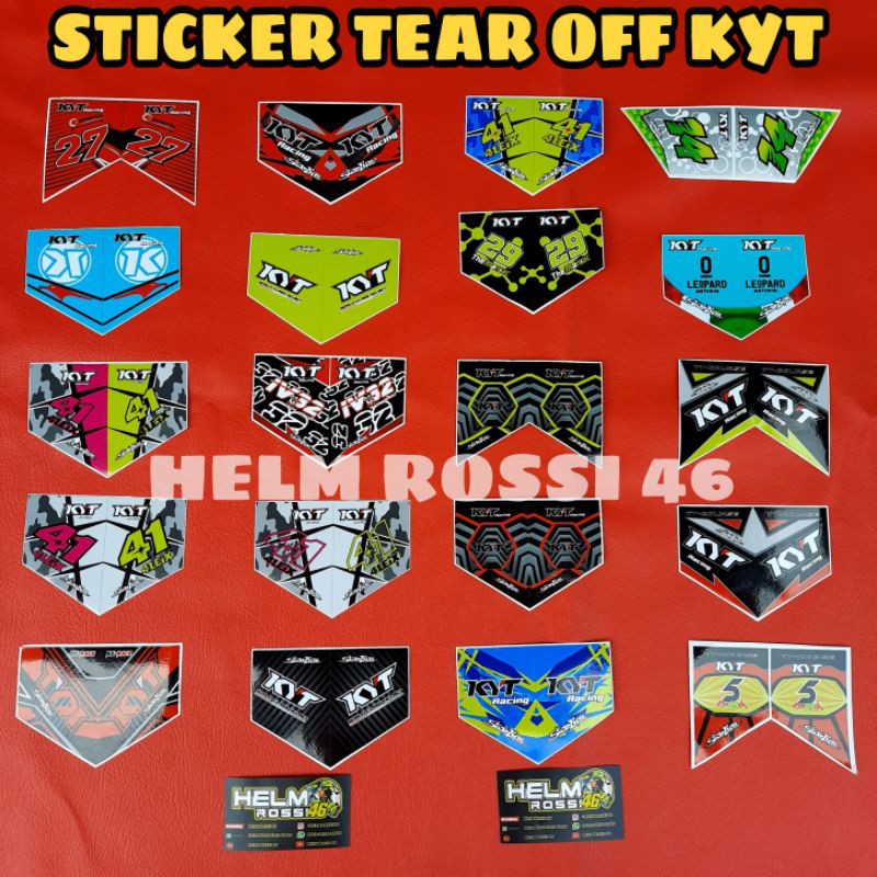 Sticker TEAR OFF KYT TT COURSE leopard VENDETTA FALCON RC7 R10 K2R NX RACE variasi Sticker Tear off post