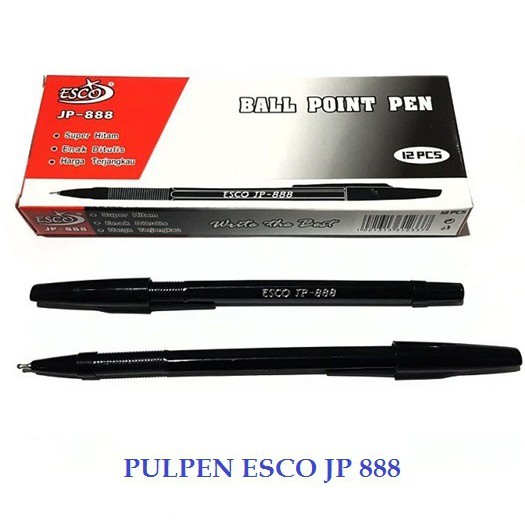 Pulpen Merek Esco Kode JP-888 - W | bolpoin / ball point pen warna warni tinta hitam ecer