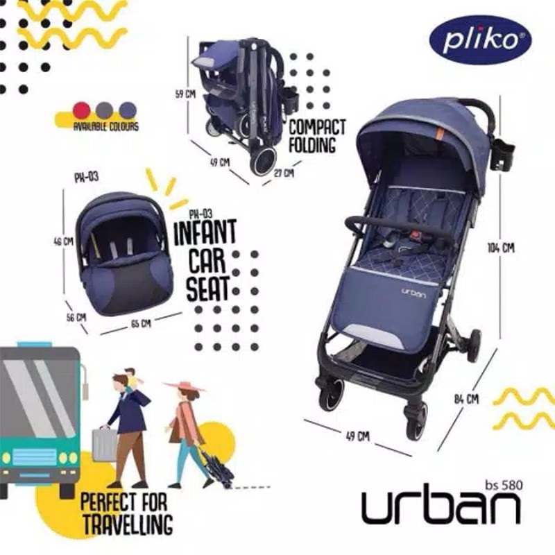 Stroller Pliko BS 580 with Car Seat PK 03 B Urban Travel System Pliko Urban Kereta Bayi Multifungsi