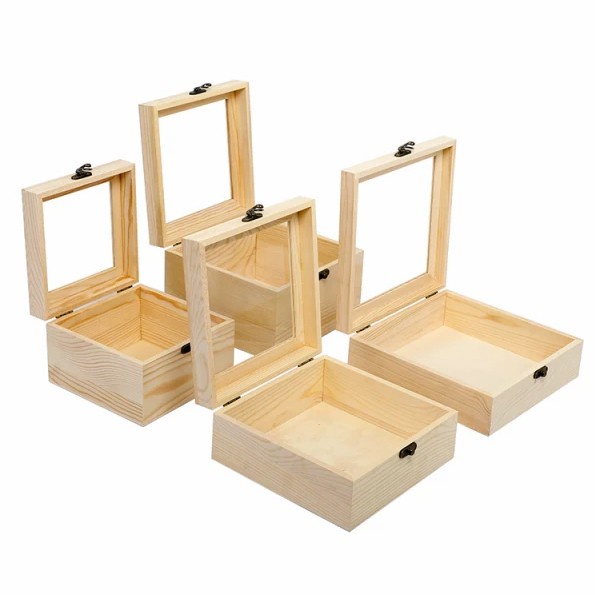 

Kotak kayu 20x20x10 gift box souvenir kado craft dengan tutup akrilik