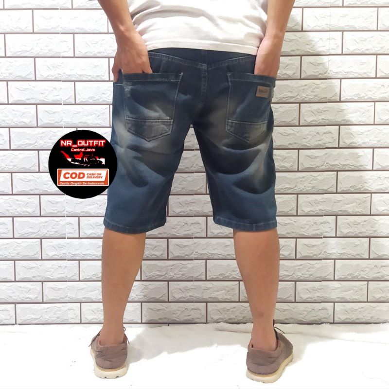 Ripped Jeans Pendek Pria Premium V-RVN Biowash Bioblits Brown Jumbo Big Size 27-38