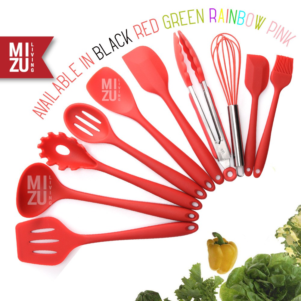 DIECI 10 in 1 SET Silicone Kitchen Utensil Spatula Cooking Set PEFE/PFOA/BPA-Free