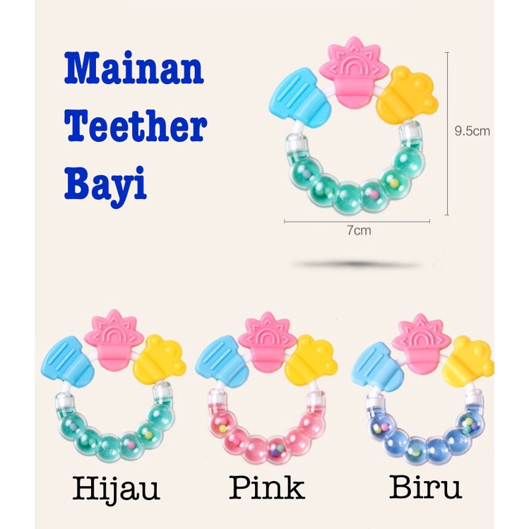 JOS0096 Mainan Teether Genggam Bayi Dengan Rattle