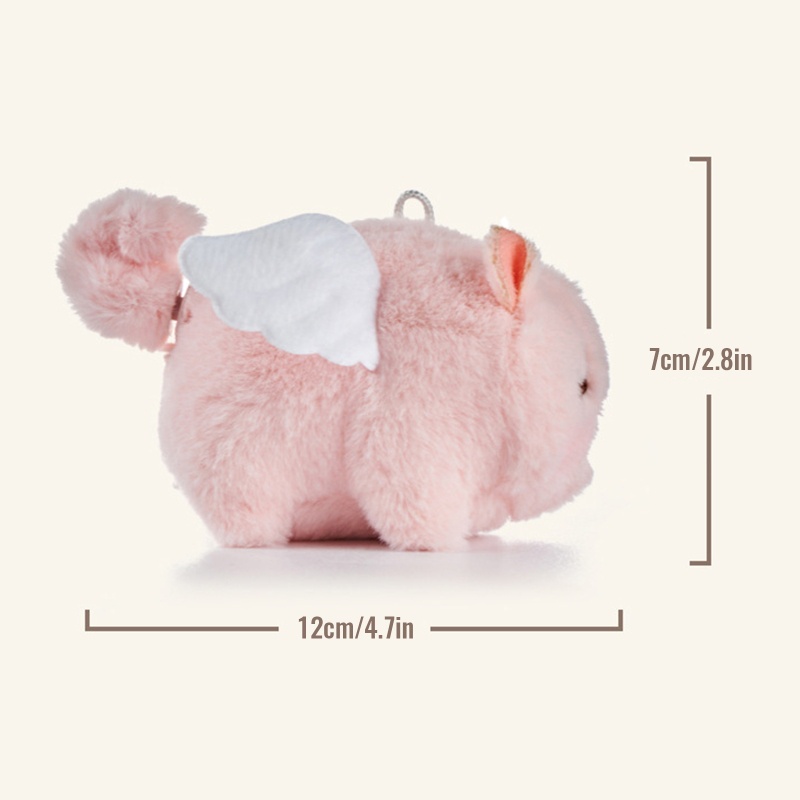 Mary Flying Piggy Plush Keyring Handbag Untuk Gantungan Kunci Liontin Ekor Wiggly Fuzzy Pig Wanita Ransel Handbag Decor Cewek F