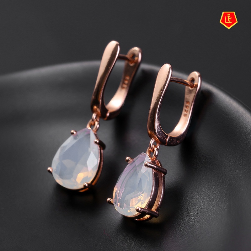 [Ready Stock]Classic Simple Elegant Tourmaline Gold Earrings for Women