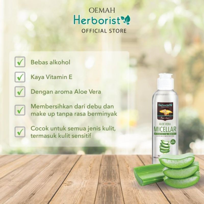 `ღ´ PHINKL `ღ´ Herborist micellar Aloe Vera bahan alami dari lidah buaya pembersih wajah sekali usap untuk angkat bedak foundation