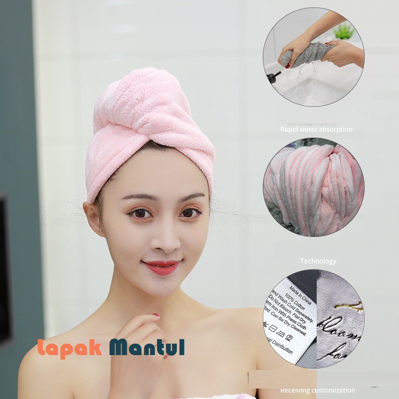 LM-0067 Handuk Keramas Cepat Kering Magic Head Towel Fast Dry Hair Bahan Microfiber Handuk Turban