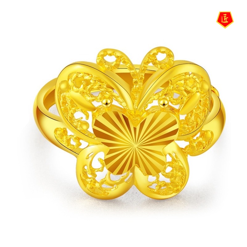 [Ready Stock]Women's Golden Butterfly Ring Korean Fashion