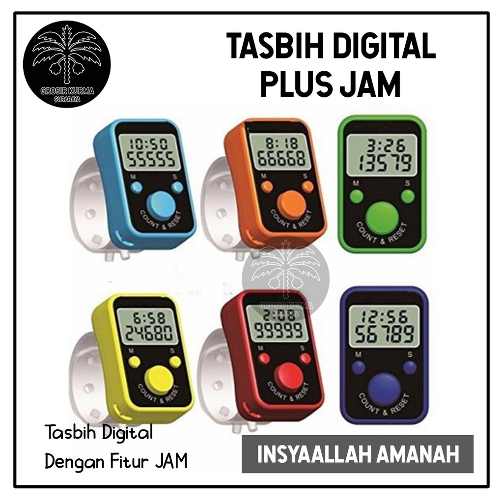 Tasbih Digital LED ALARM BUZZER Model Cincin Box Mika Miniatur Arab Sholat Wirid Souvenir Nikah