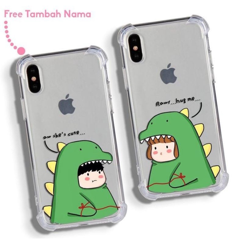 CUSTOM CASE DINO COUPLE ALL TYPE iphone oppo samsung vivo xiaomi realme redmi pasangan pacar
