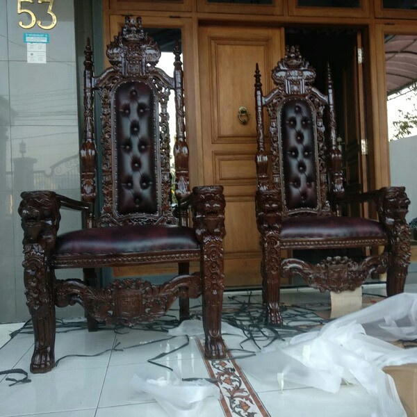 Kursi raja jati kursi kepala singa mebel Jepara