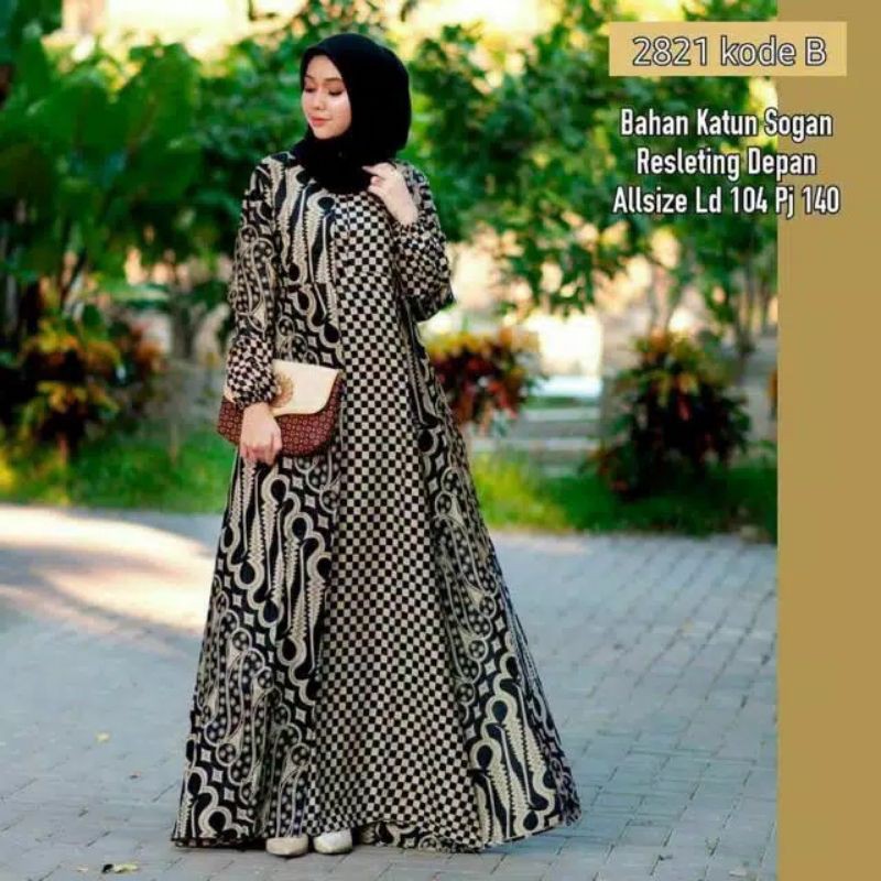 Gamis Vihan Batik Solo Fashion Wanita Gamis Batik Modern Dress Batik Kombinasi Ori By SVJ