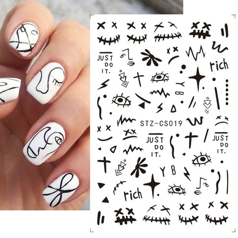 We Flower Stiker Kuku 3d Motif Bunga / Tulisan / Buah Untuk Dekorasi Nail Art / Manicure Diy