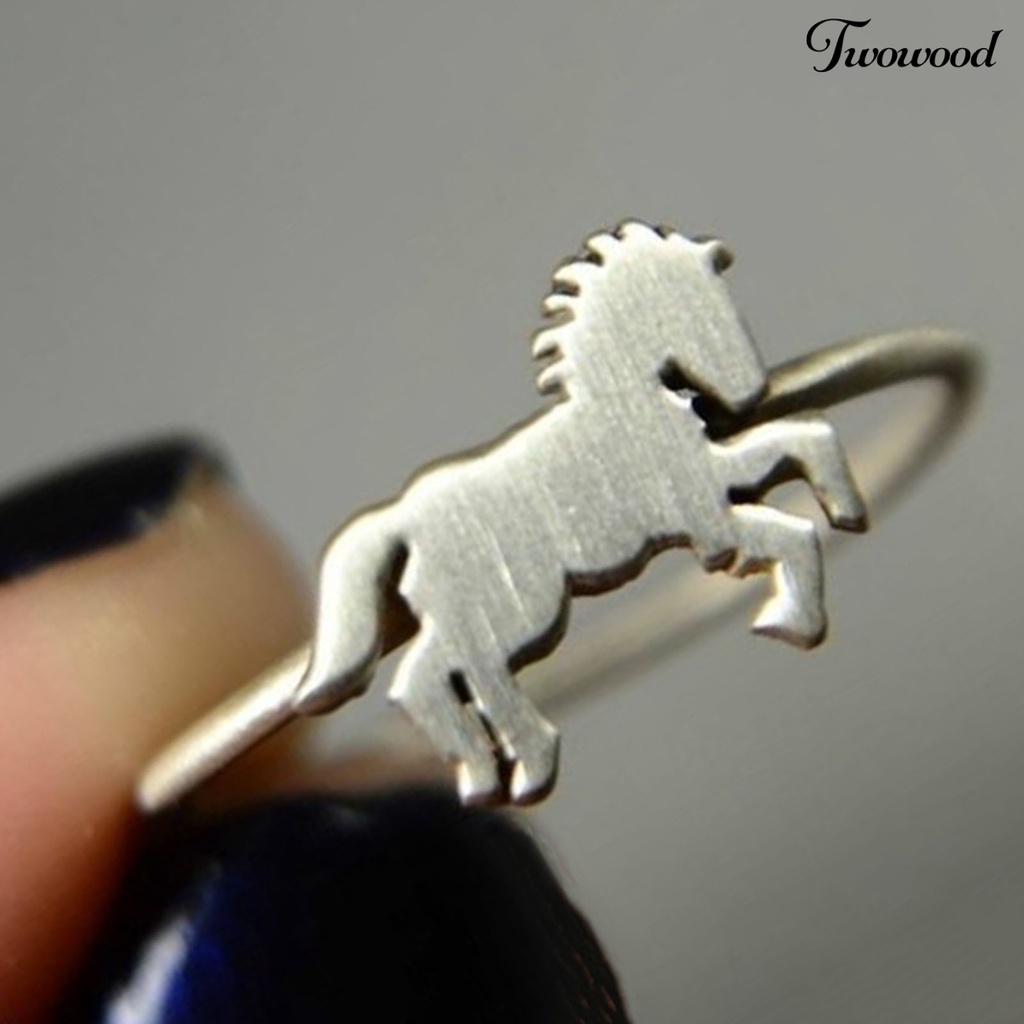 Twowood Finger Ring Horse Shape Exquisite Men All Match Fine Workmanship Ring Birthday Gift