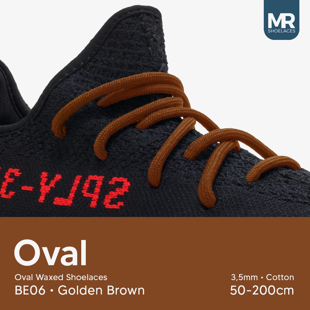 MR Shoelaces BE06 Golden Brown Tali Sepatu Lilin Oval 3.5mm (Waxed Laces) 50cm 60cm - Oval Waxed Shoelaces