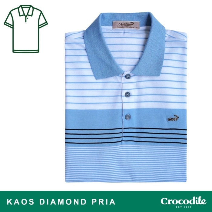 Crocodile DIAMOND 1650 Light Blue Kerah Pria Polo Original Relax fit