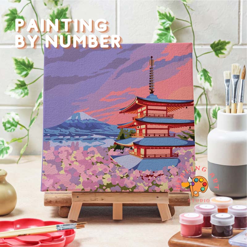 

Healingart Painting by number Kit Mix Edition Art set Peralatan melukis anak Lukisan Gunung Fuji