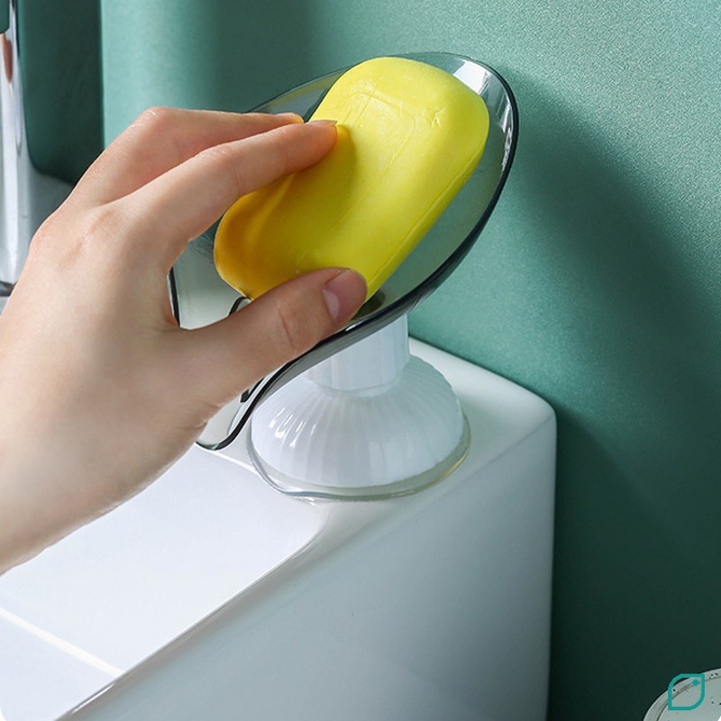 Rak Sabun Bentuk Daun Dengan Suction Cup Dapat Diputar Untuk Dapur / Kamar Mandi