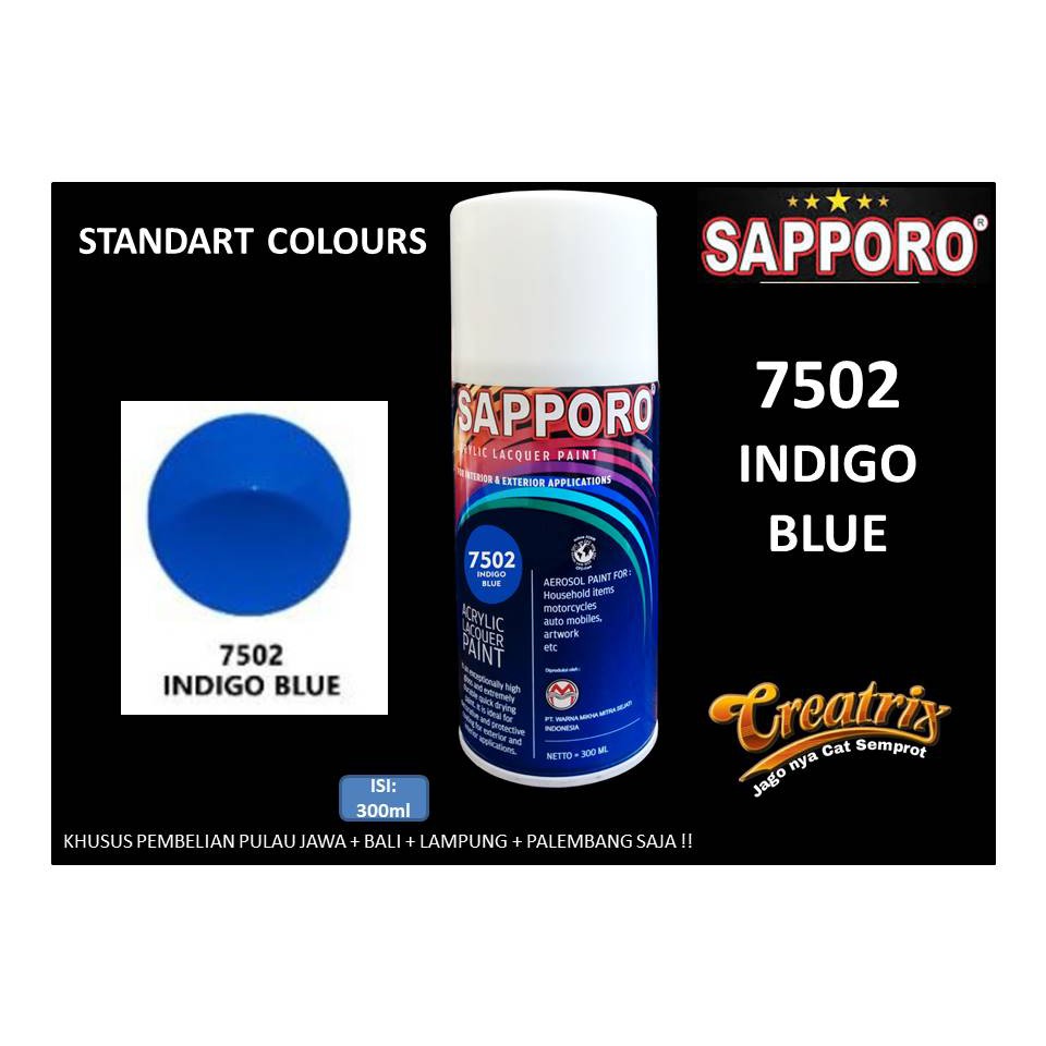 

Sapporo Paint Indigo Blue 7502/biru/cat semprot / pylox / pylok
