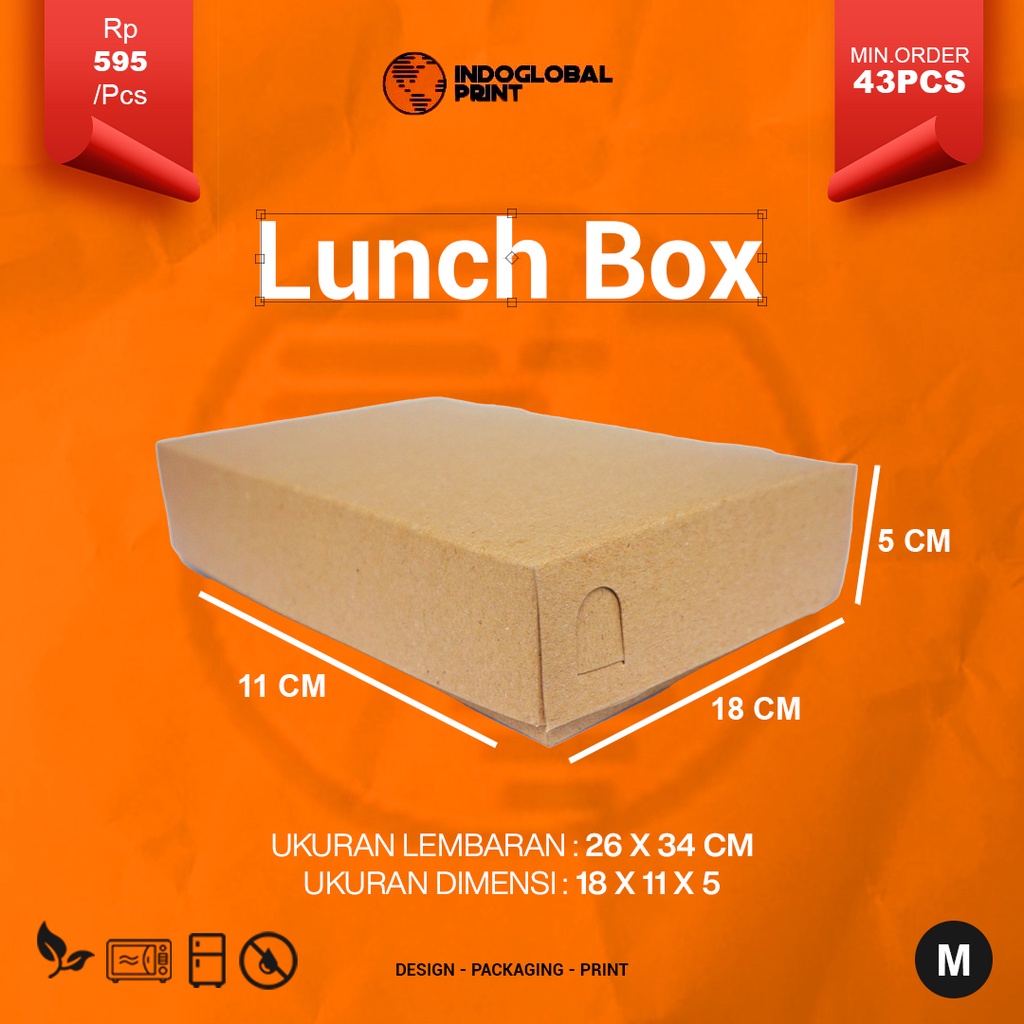 Lunch box paper non window tebal Medium 275 gsm full laminasi / kotak