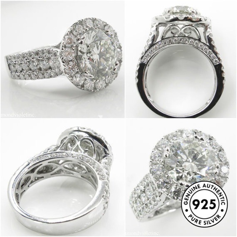 Cincin Moissanite Bahan 925 Sterling Silver