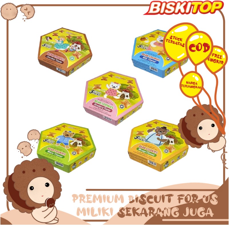 

BISKITOP - FAMILY BEAR 100Gr banya rasa unik renyah dan lucu biskuit anak dan dewasa Grosir dan Ecer
