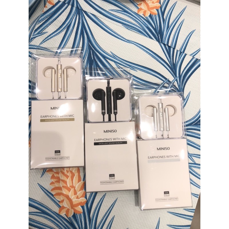 WIRE CONTROL IN-EAR EARPHONES MINISO WITH MIC 1100mm HEADSET NEW ARRIVAL 3warna