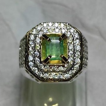 ( Spesial ) Natural Emerald Beryl Ce Minor Ring Perak Handmade Zamrud Colombia Asli super Kristal su
