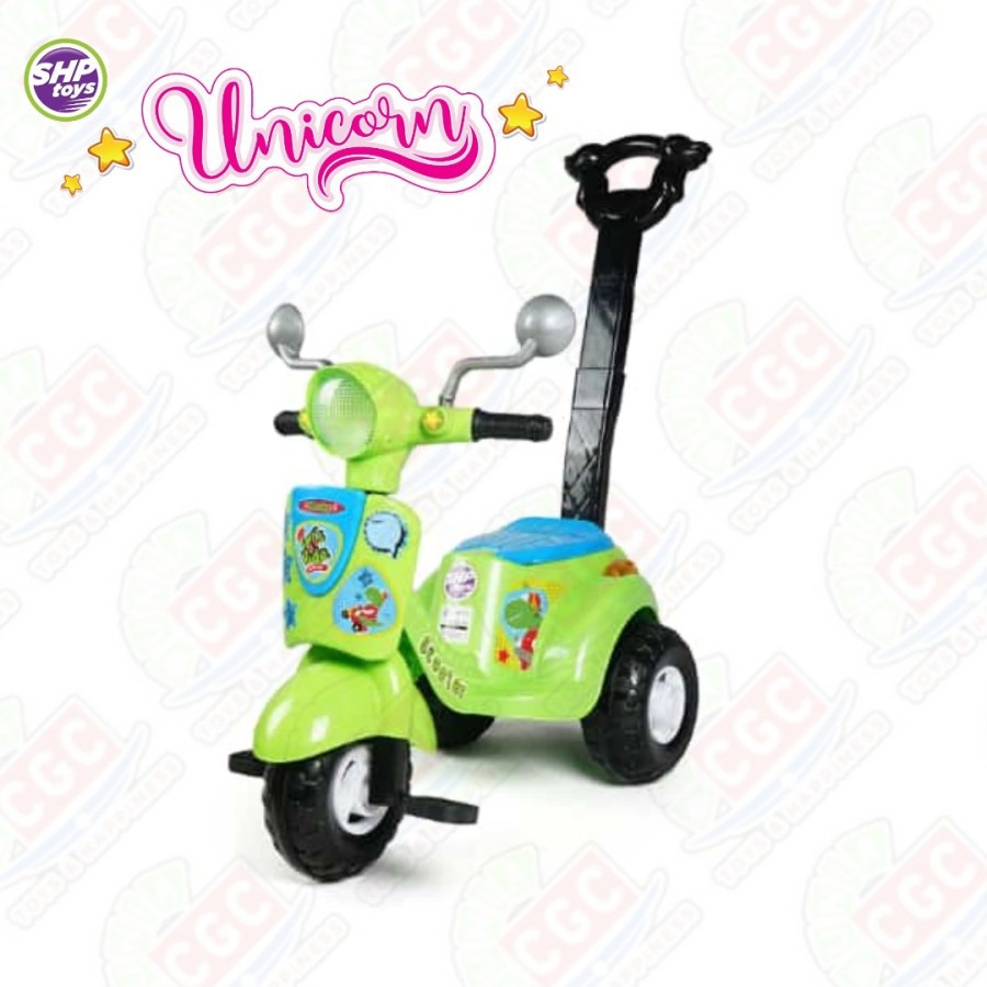 Sepeda Anak Roda 3 Tricycle Scooter 609 Fitur Musik dan Tongkat Dorongan Sepeda Roda Tiga