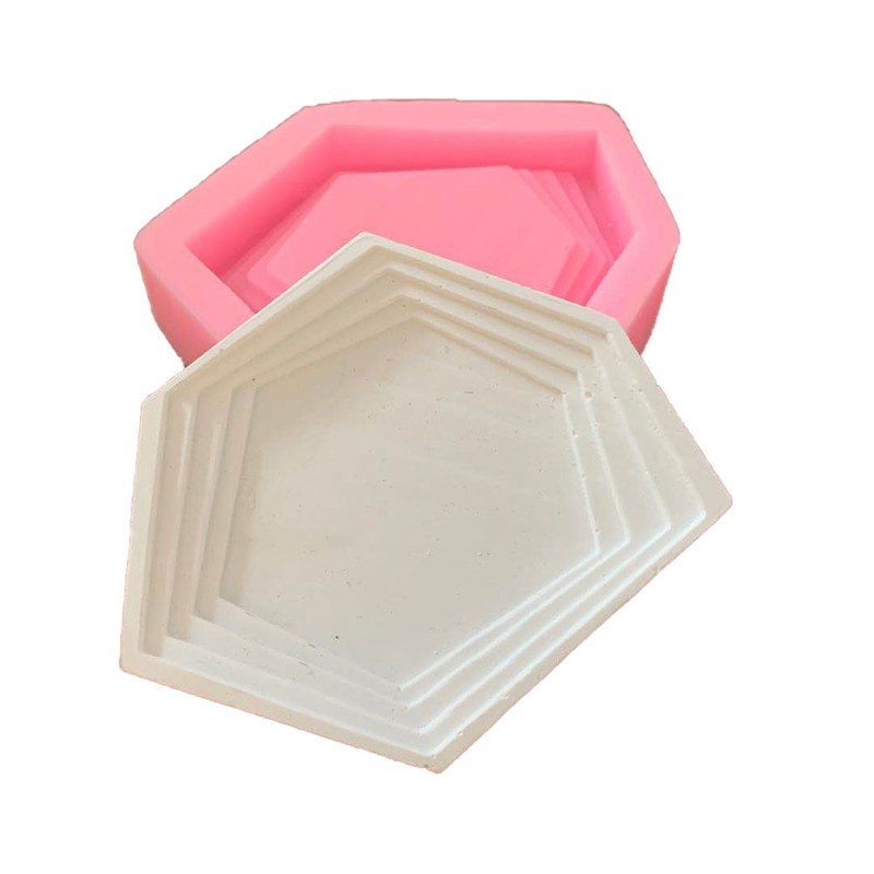 Glitter Irregular Silicone Resin Tray Molds Hexagon Coaster Tray Plate Resin Molds Tools