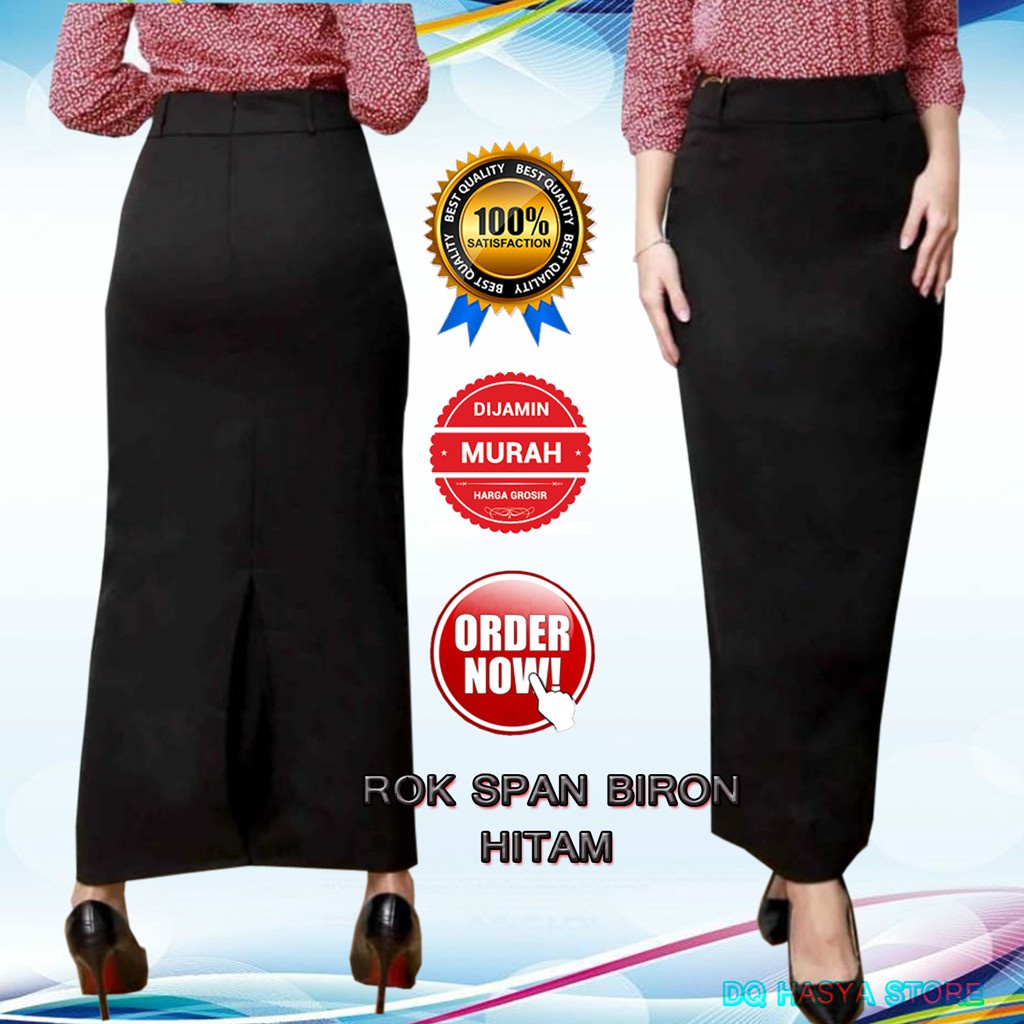 Onder rok  span hitam  panjang terbaru//rok span kerja//baju muslim bawahan//baju kerja//rok sepan