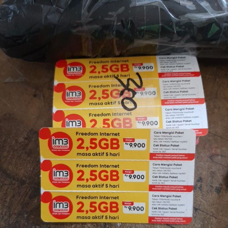 Voucher Kuota Data Indosat Freedom 2.5gb 5 hari