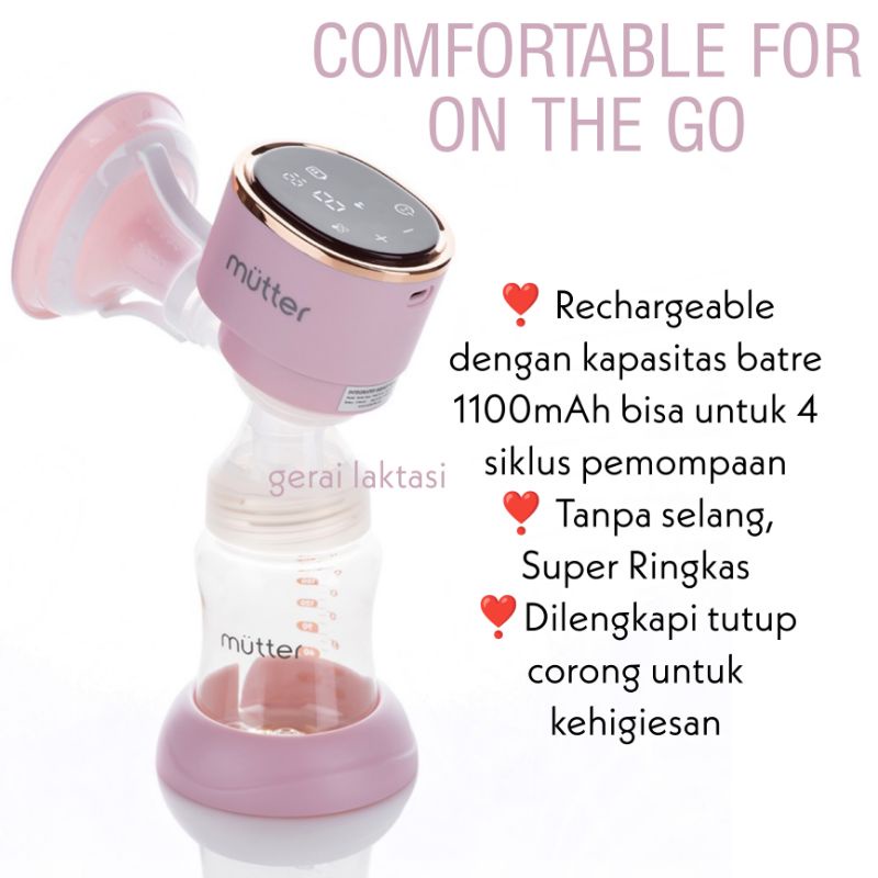 MUTTER TOPAZ Pompa ASI Elektrik Integrated Breast Pump Tanpa Selang