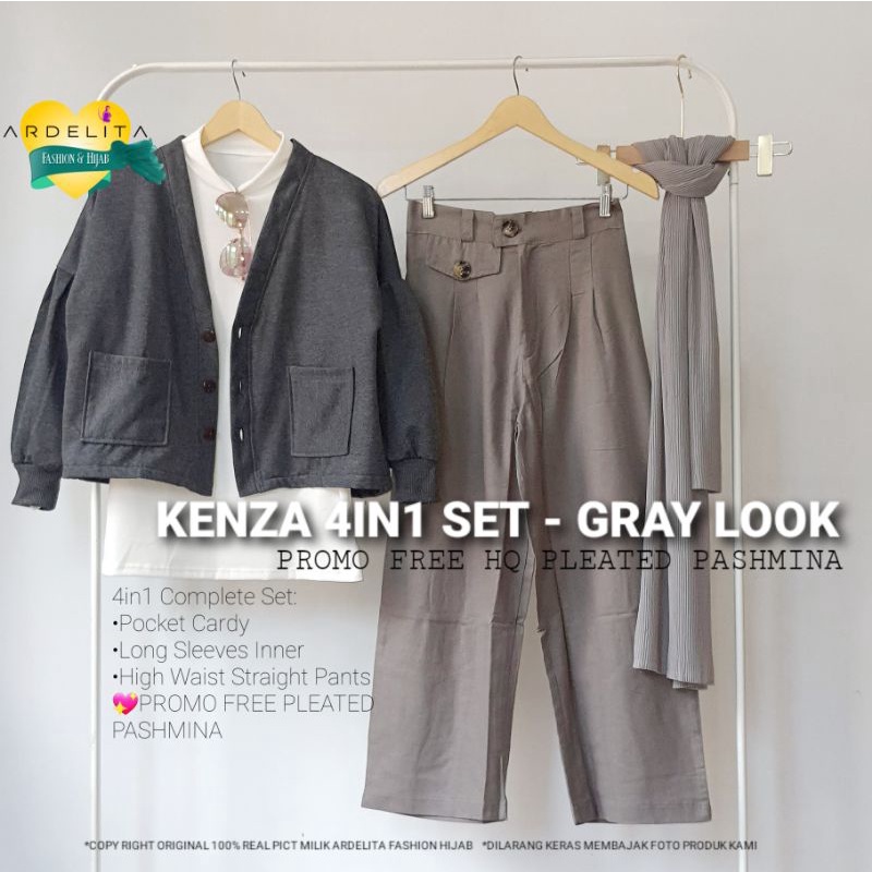 KENZA SET 4IN1  SETELAN  OOTD  WANITA  HIJAB  TERBARU