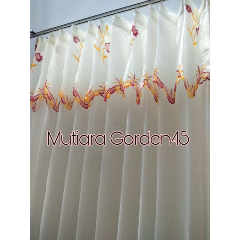 GORDEN Hordeng Murah Dalaman Gorden Vitrase Poni Tulip MERAH Lebar 1 Meter