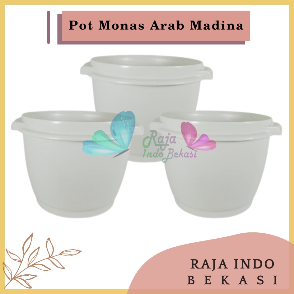 Pot Monas Madina Bowl 2002 Putih 14 15 Cm - Pot Bunga Bulat Tanaman Hias Vas Bunga Bkn Pot Tawon 15