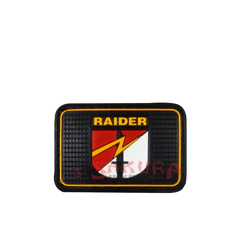 Patch Rubber Perekat Velcro Karet Logo Tulisan RAIDER Variasi Merah Putih