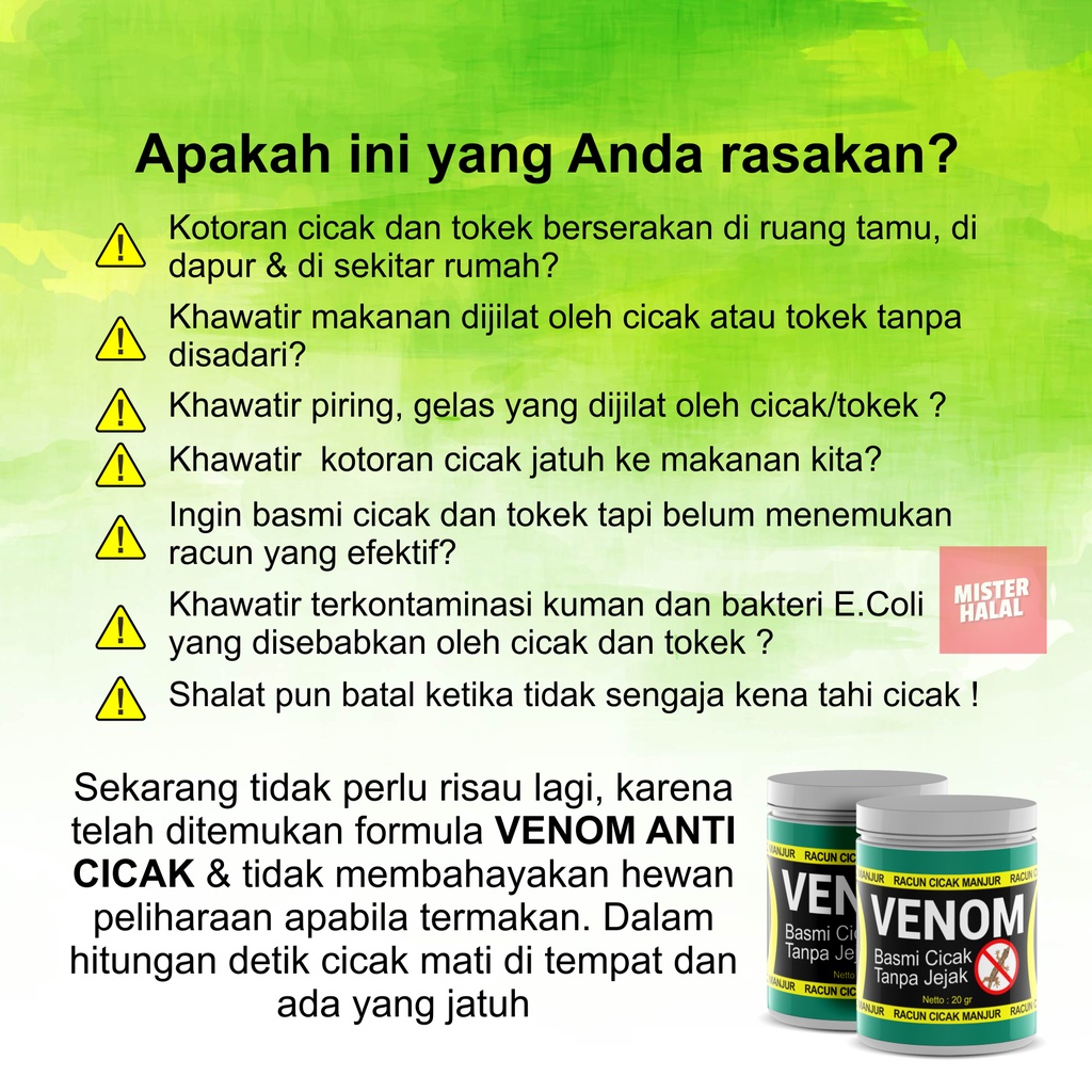 VENOM ANTI RACUN CICAK - Matikan Cicak Tokek Kecoa Dalam Sekejap, Basmi Cicak Yang Mengganggu, Rumah Bebas Cicak, Bersih Dari Kotorannya &amp; Najis, 100% Original