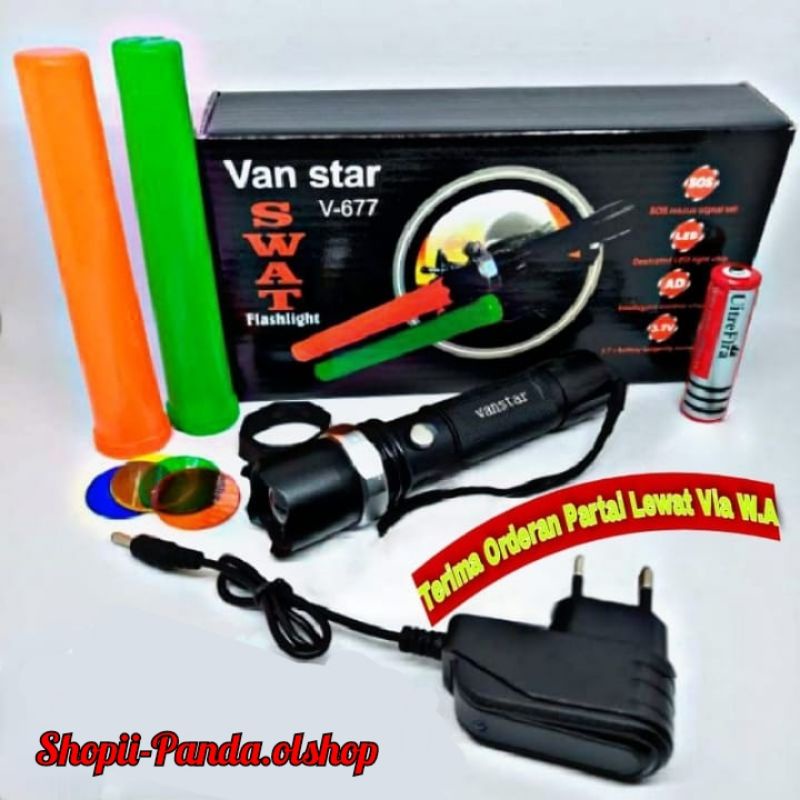 Senter Swat Police LED Flashlight V-677⭐shopiipanda⭐