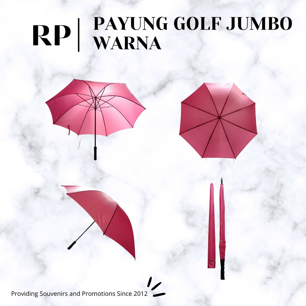 SAE Umbrella Payung golf jumbo manual sarung kain bahan Polyster tebal - Abu-abu