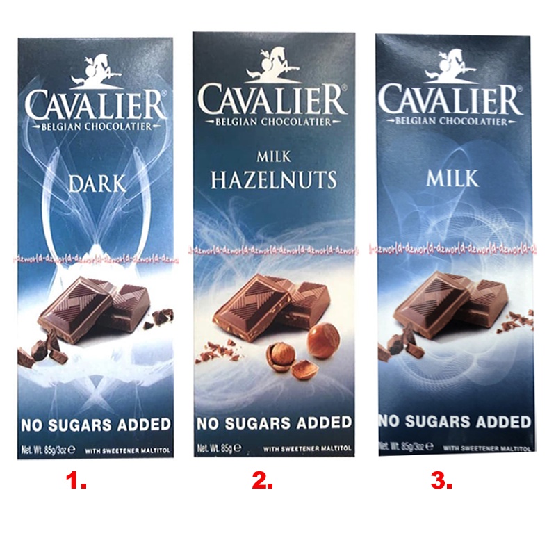 Cavalier Dark Milk Hazelnut 85gr No Sugar Added Coklat Tanpa Gula Cokelat Bar Aman Untuk Diabetes