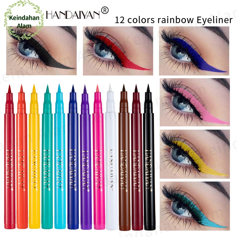 Allphv  Eyeliner Colorful  Waterproof Matte DIY Painted  Spidol 12 Warna