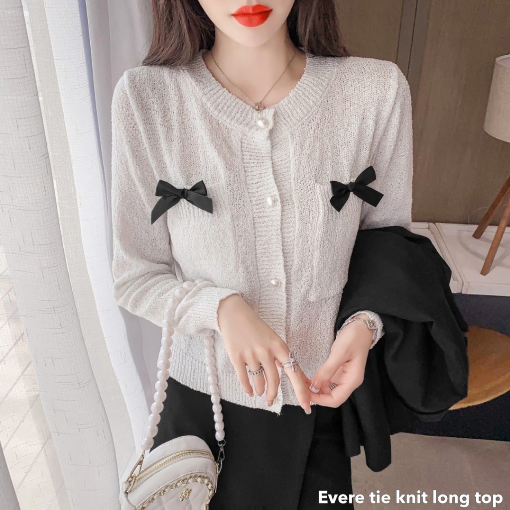 Evere tie knit long top -Thejanclothes