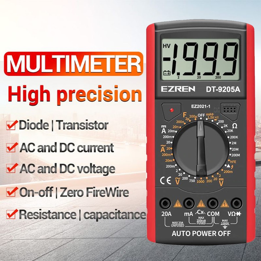 EZREN DT-9205A Multimeter Avometer Multitester Digital DC AC Diode TR