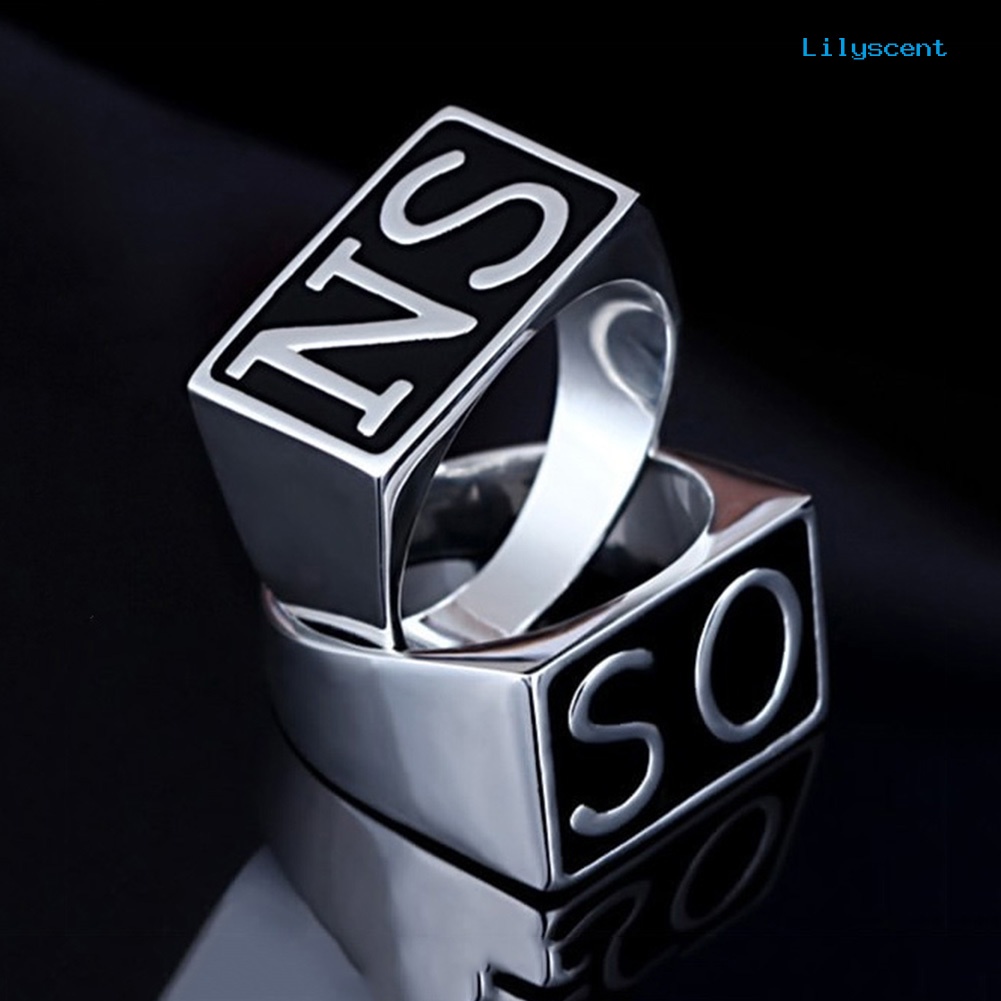 Ls 2Pcs / set Cincin Pasangan Bahan Stainless Steel Motif Sons of Anarchy Untuk Pria / Wanita