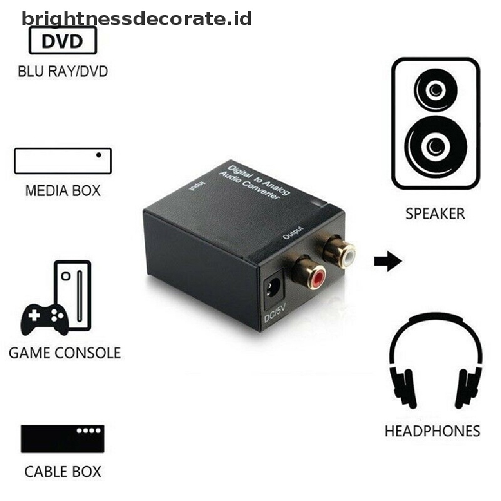 Adapter Konverter Audio Digital Toslink Analog Rca L /