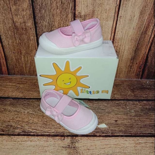 SEPATU ANAK PEREMPUAN PITA KARET (Little M) PINK - OJG39PK | SEPATU BAYI MURAH | FASHION BAYI | ORI