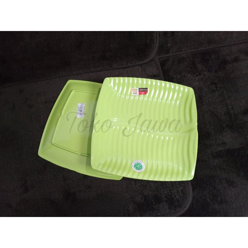 Piring Murah Piring Melamin Daun Kotak P4608 Golden Dragon 8" WR Hijau Stabilo