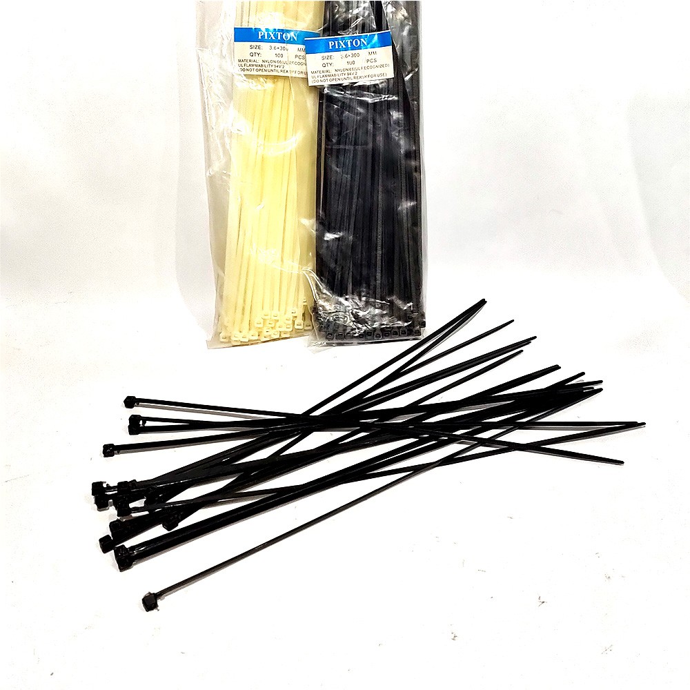 KABEL TIS 2.5 MM x 30 CM CABLE TIES PUTIH &amp; HITAM ISI 100 PCS